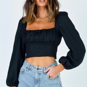 Princess Polly Ariah Long Sleeve Top Black size 6